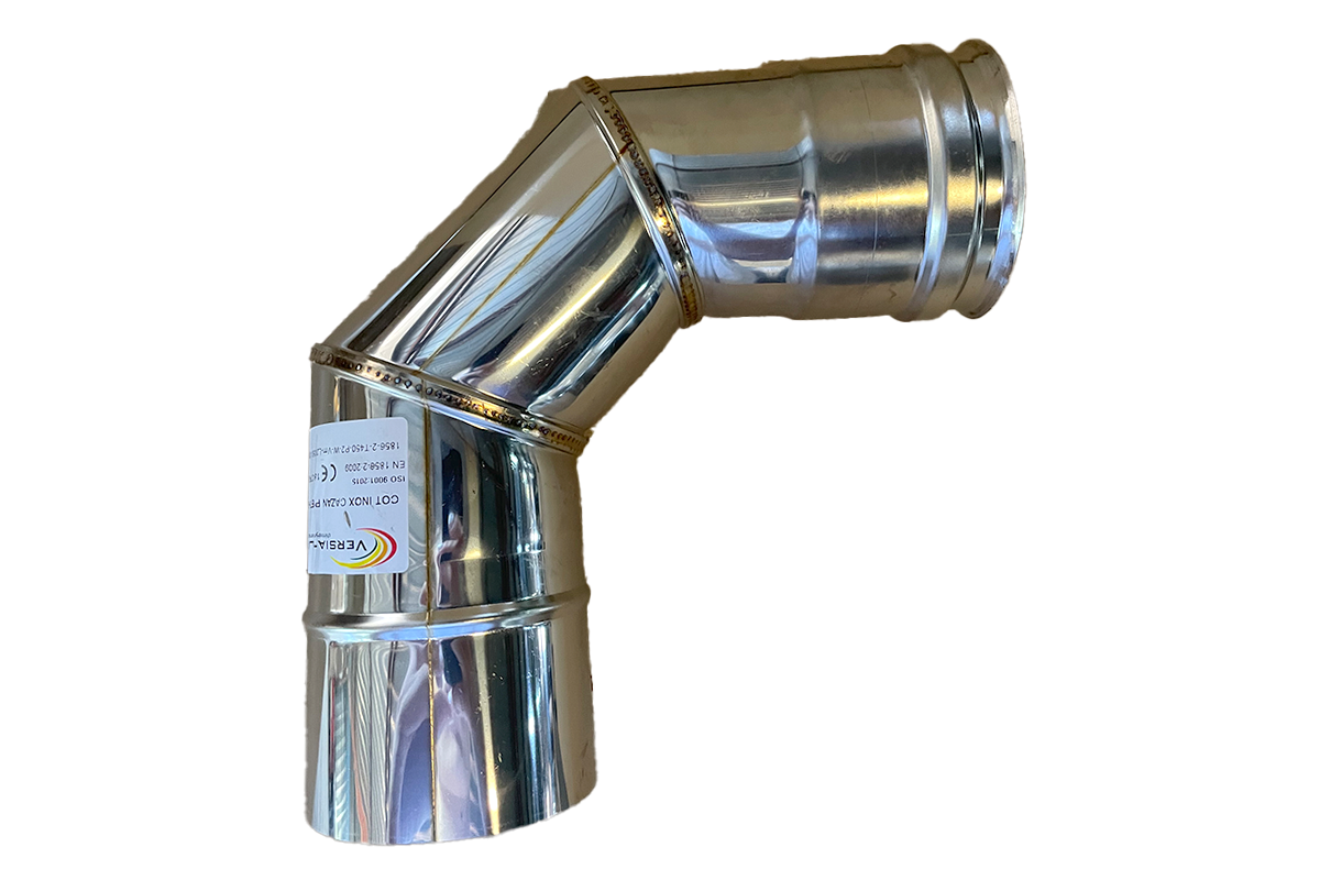 Cot Inox Cazan Peleti+Garnitura Neizolat 90* D80